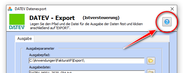 Hilfe Button in der Software Faktura-XP